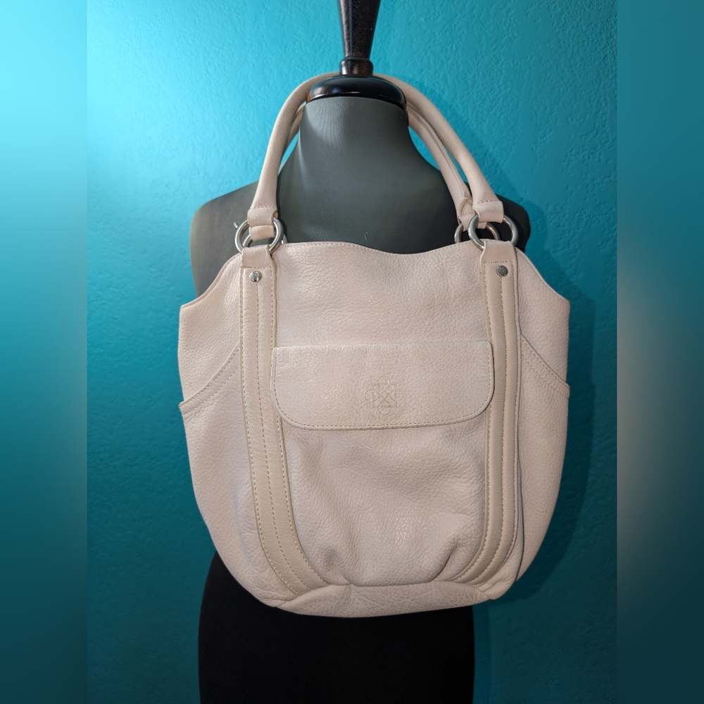 Piazza Sempione  Elegant Cream Leather Tote Bag